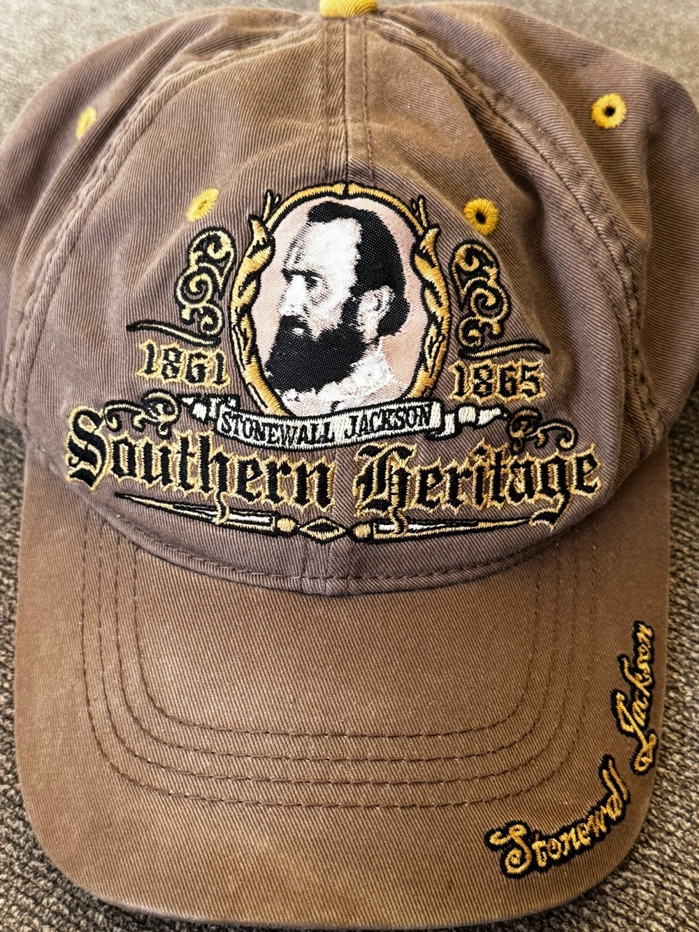 Brown Cap with Gold Embroidered Southern Heritage Design
